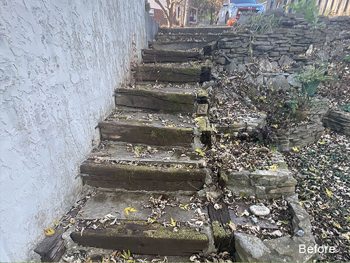 stairs with handrail before