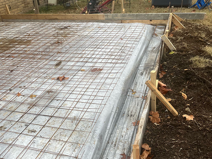 Concrete pad with footer prep