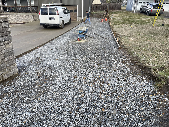 concrete driveway extension construction progress image 1