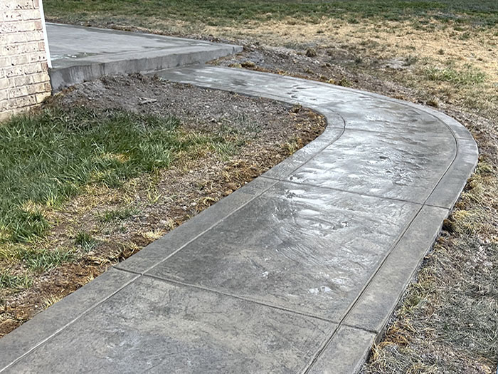 stamped concrete walkway curve