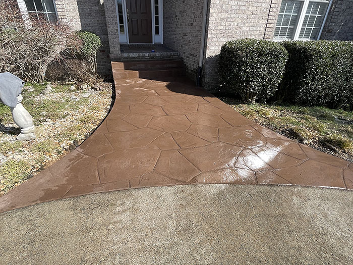 stamped concrete entryway installation