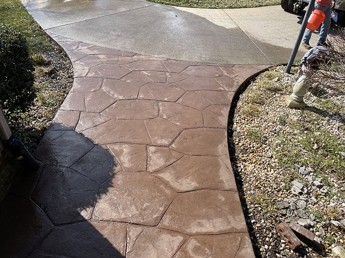 stamped concrete entryway installation