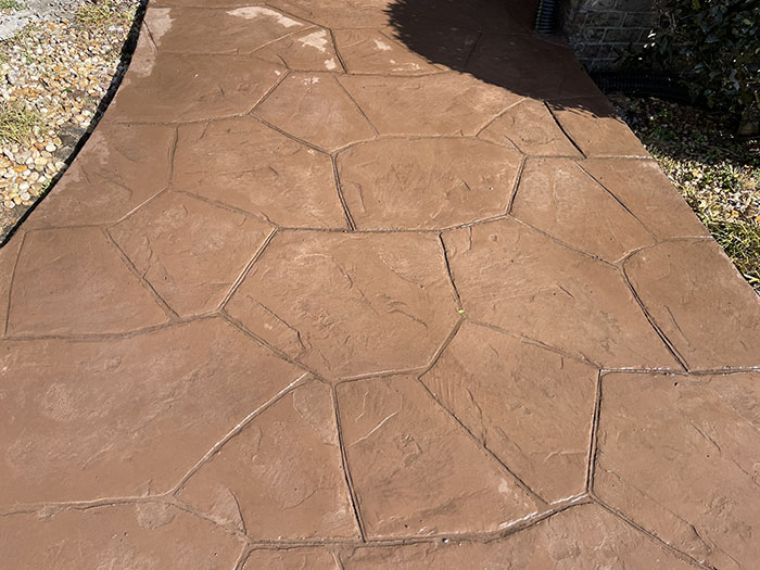 stamped concrete entryway installation